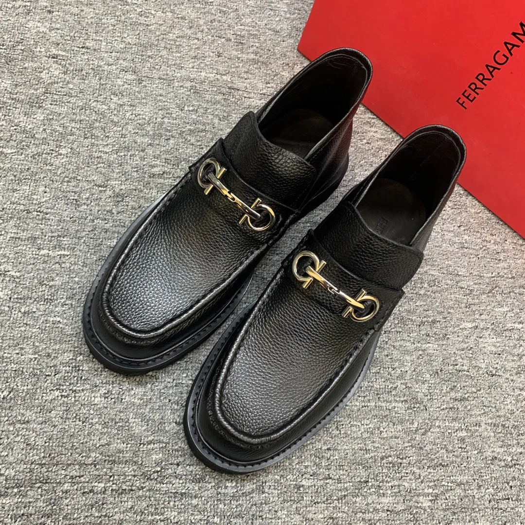 Men's shoes 💰960 🎁🎁🎁😈【Ferragamo】Men's high-top boots, the latest hot style, 1:1 original purchase quality, top quality, imported cowhide for the uppers, imported cowhide for the lining and feet, with original lightweight foam outsole, matching code 39-44, (38, 45 custom-made, non-refundable),